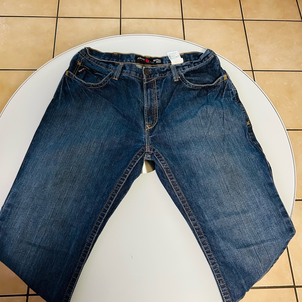 Ariat FR M4 Relaxed Bootcut Jeans in Blue Denim - Size 38x34
